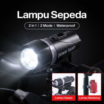 Powerbeam Lampu Depan Belakang Sepeda 5 LED Waterproof 2 Mode - HB-618
