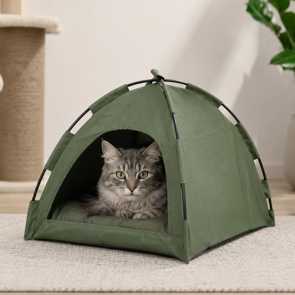 VOOPET Tempat Tidur Kucing Model Tenda Foldable Cat Bed with Pillow - VP2