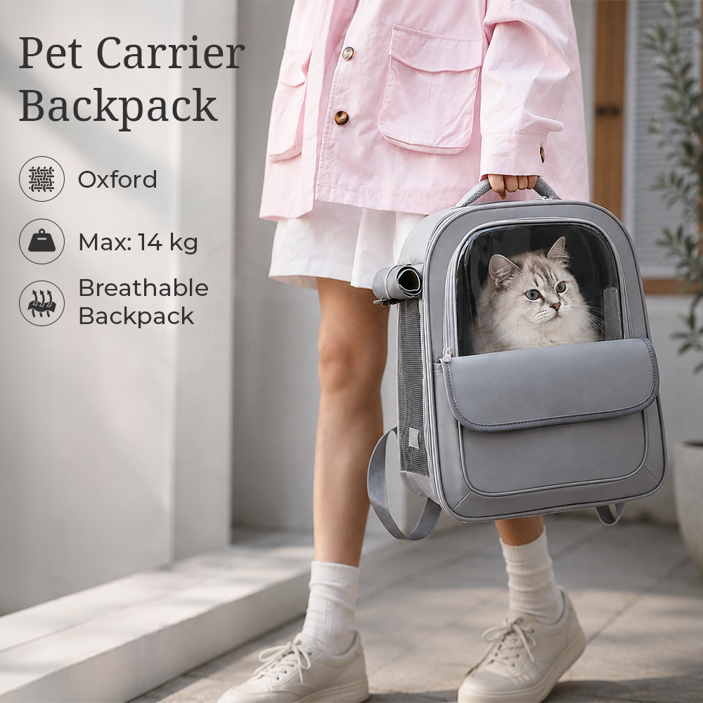 Moorpet Tas Kucing Anjing Pet Cargo Breathable Backpack Travel Oxford - M14