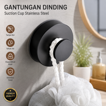 PEUTIER Gantungan Dinding Kapstok Suction Cup Hook Stainless Steel - MT80