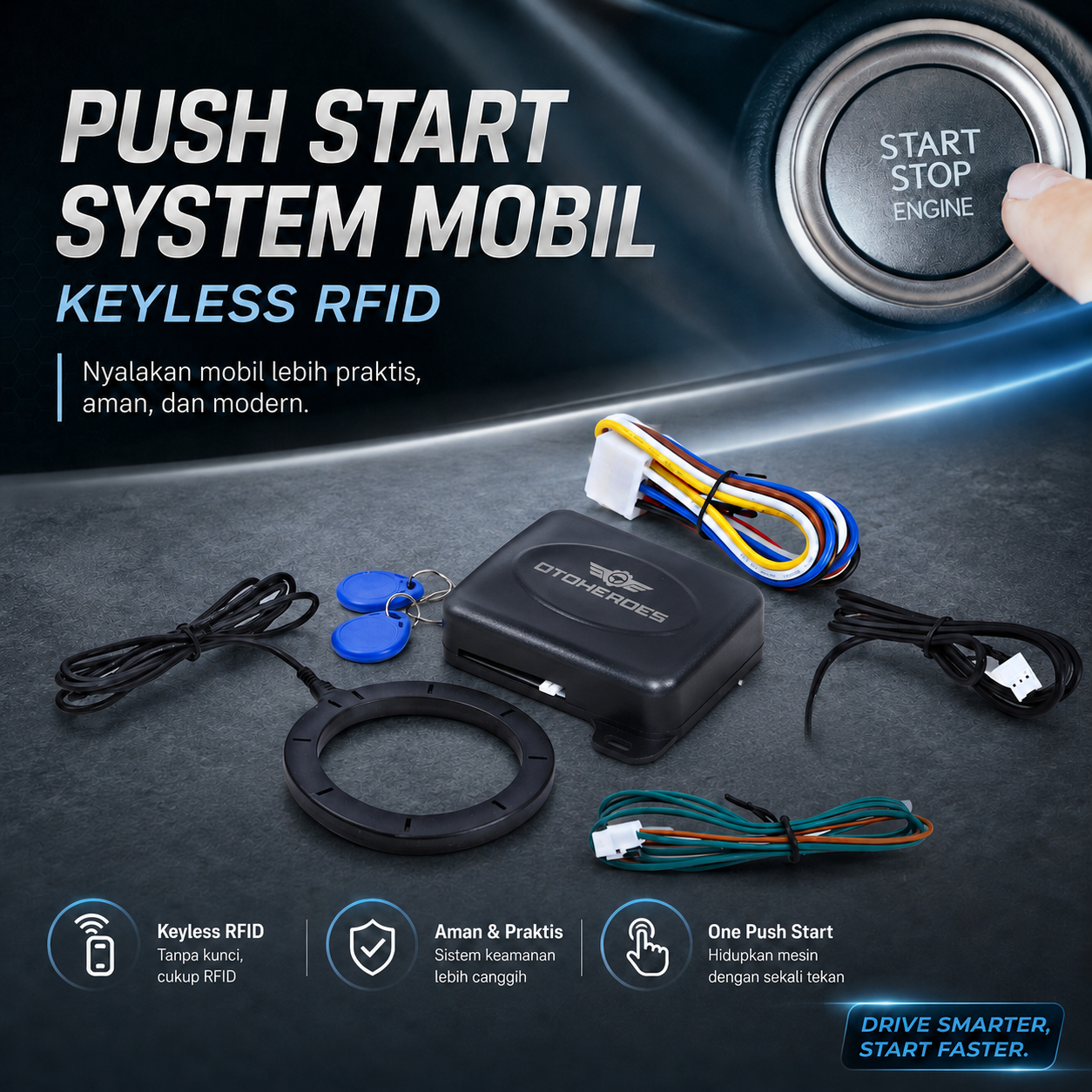 Push Start System Keamanan Mobil Canggih Keyless RFID - XY-Q628X