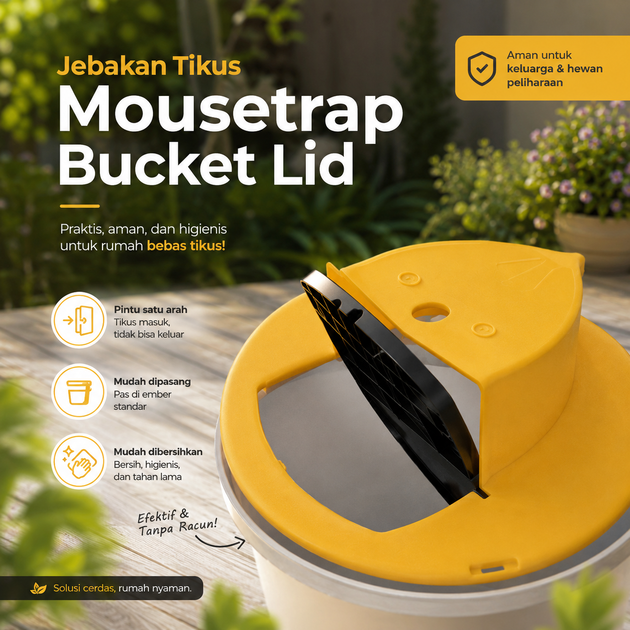 TaffHOME Jebakan Perangkap Tikus Mousetrap Flip Slide Bucklet Lid - HU2051