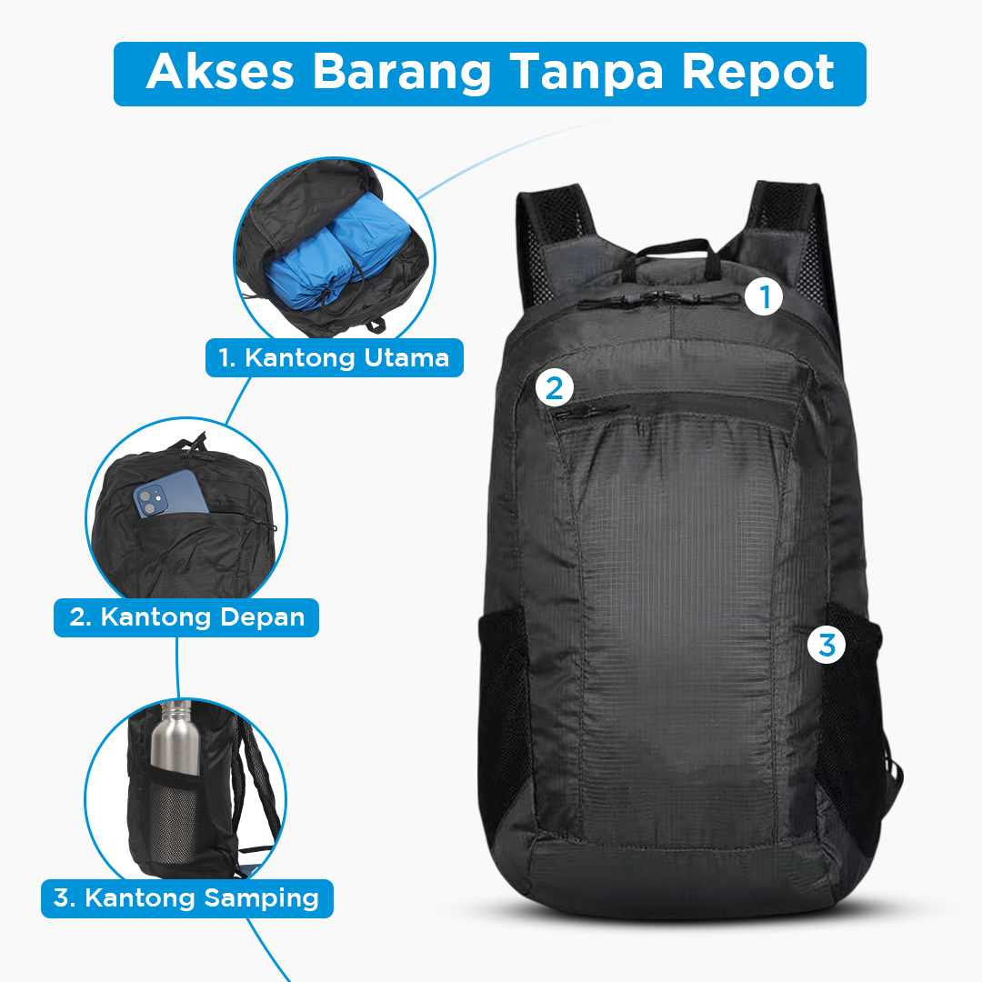 VANAHEIMR Tas Ransel Gunung Lipat Ultralight Backpack Waterproof - HJF20