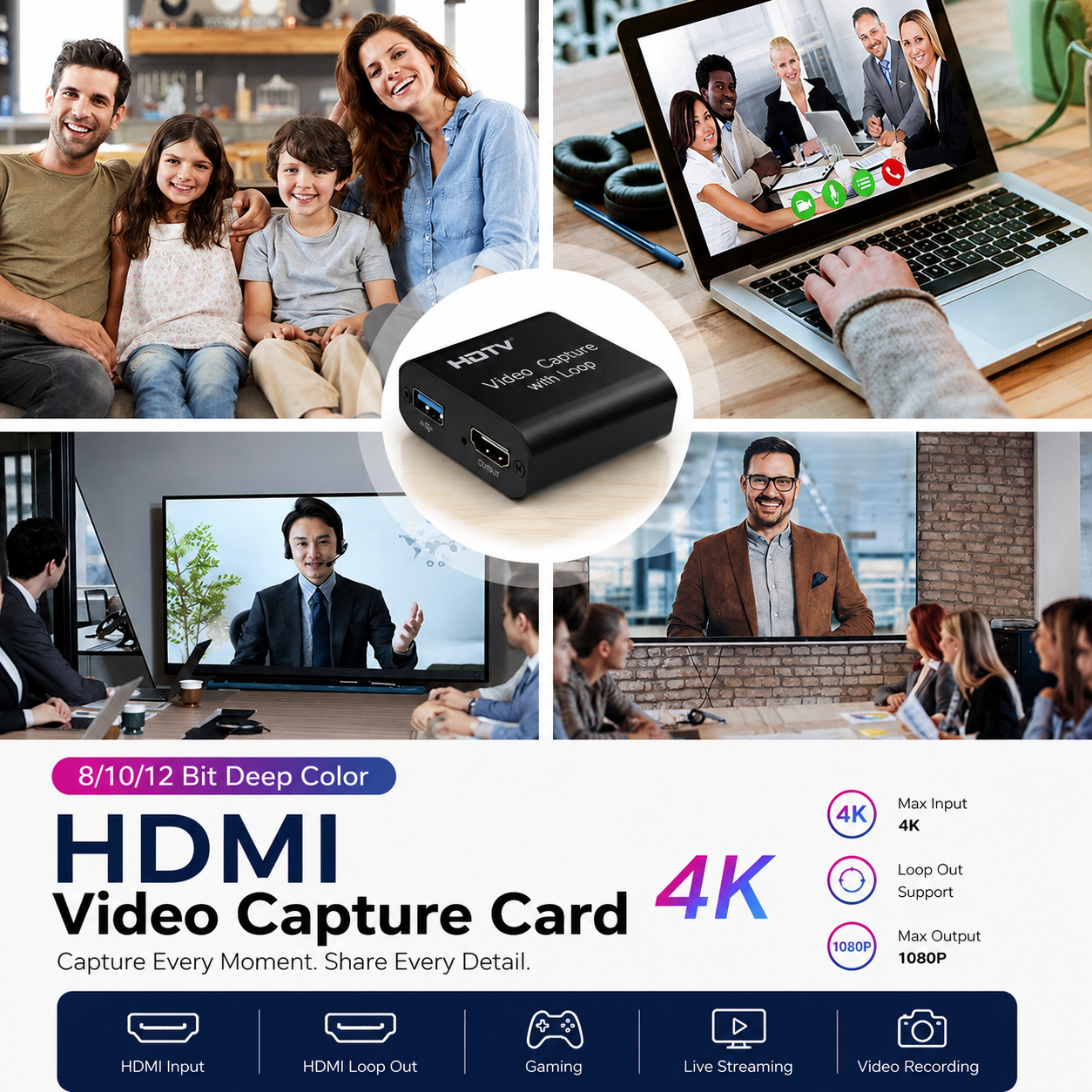 ALLOYSEED HDMI Video Capture Card Adapter Record Box USB 2.0 4K - MS119
