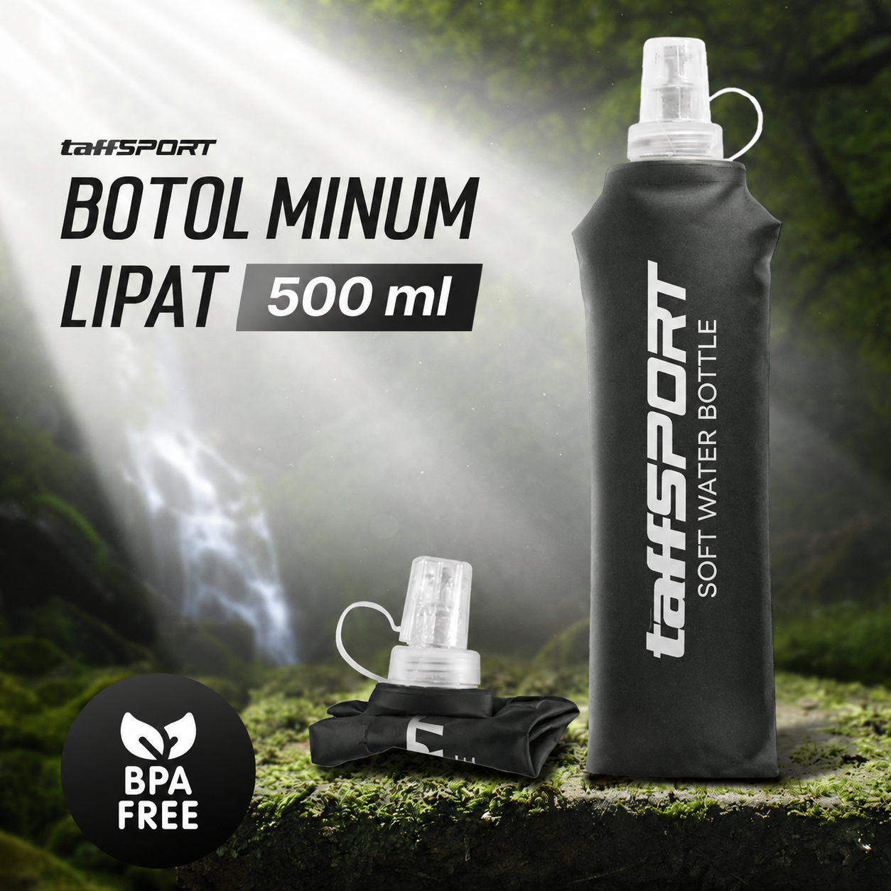 TaffSPORT Botol Minum Lipat Soft Flask Foldable Water Bottle TPU 500ml - TF-50