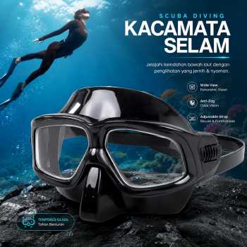 QYQ Kacamata Selam Snorkeling Tempered Glass Anti Fog Diving Mask - 180