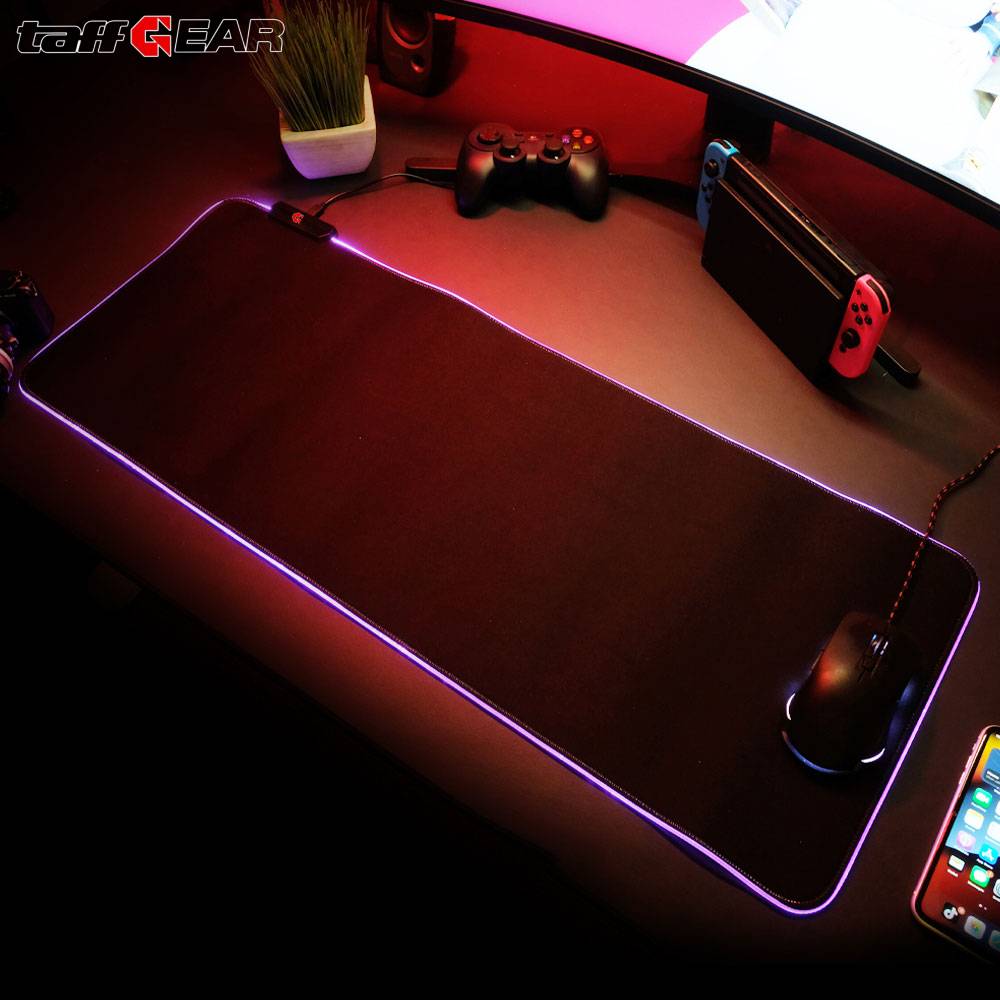 TaffGEAR Mouse Pad Gaming XL RGB LED Desk Mat 900x300x4mm - RGB-01
