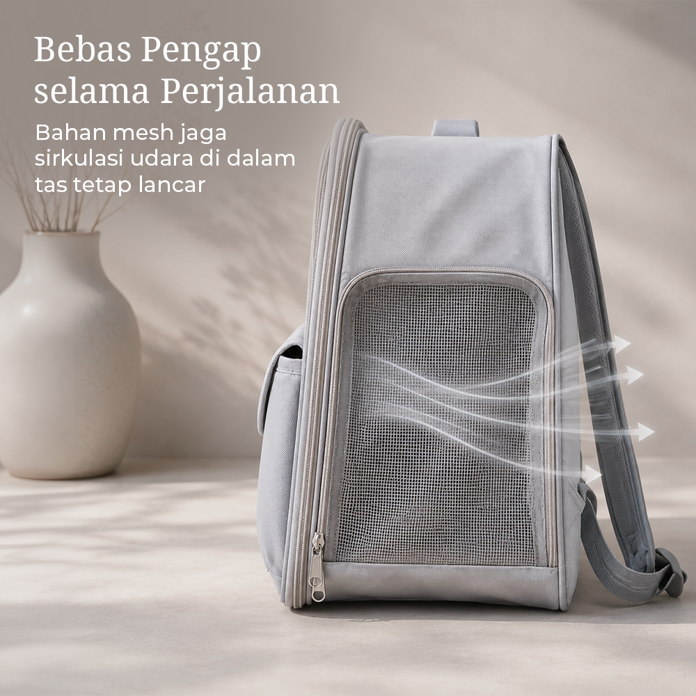 Moorpet Tas Kucing Anjing Pet Cargo Breathable Backpack Travel Oxford - M14