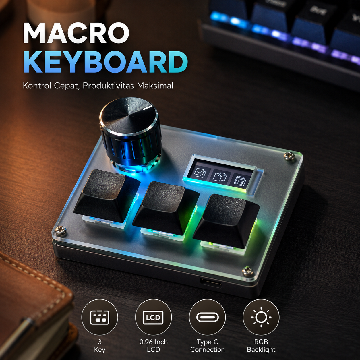 Fockety Macro Keyboard Macropad Wired USB Mechanical Gaming Shortcut - VD10