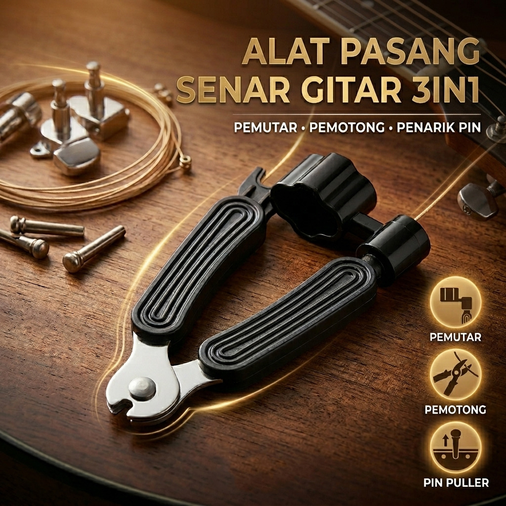 TaffSTUDIO Alat Pasang Senar Gitar 3in1 String Cutter Winder Puller - WLZ-24R