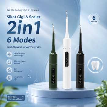 HUILIDA Sikat Gigi Elektrik 2in1 Scaler Sonic Wave Toothbrush 6 Modes - LC-H161