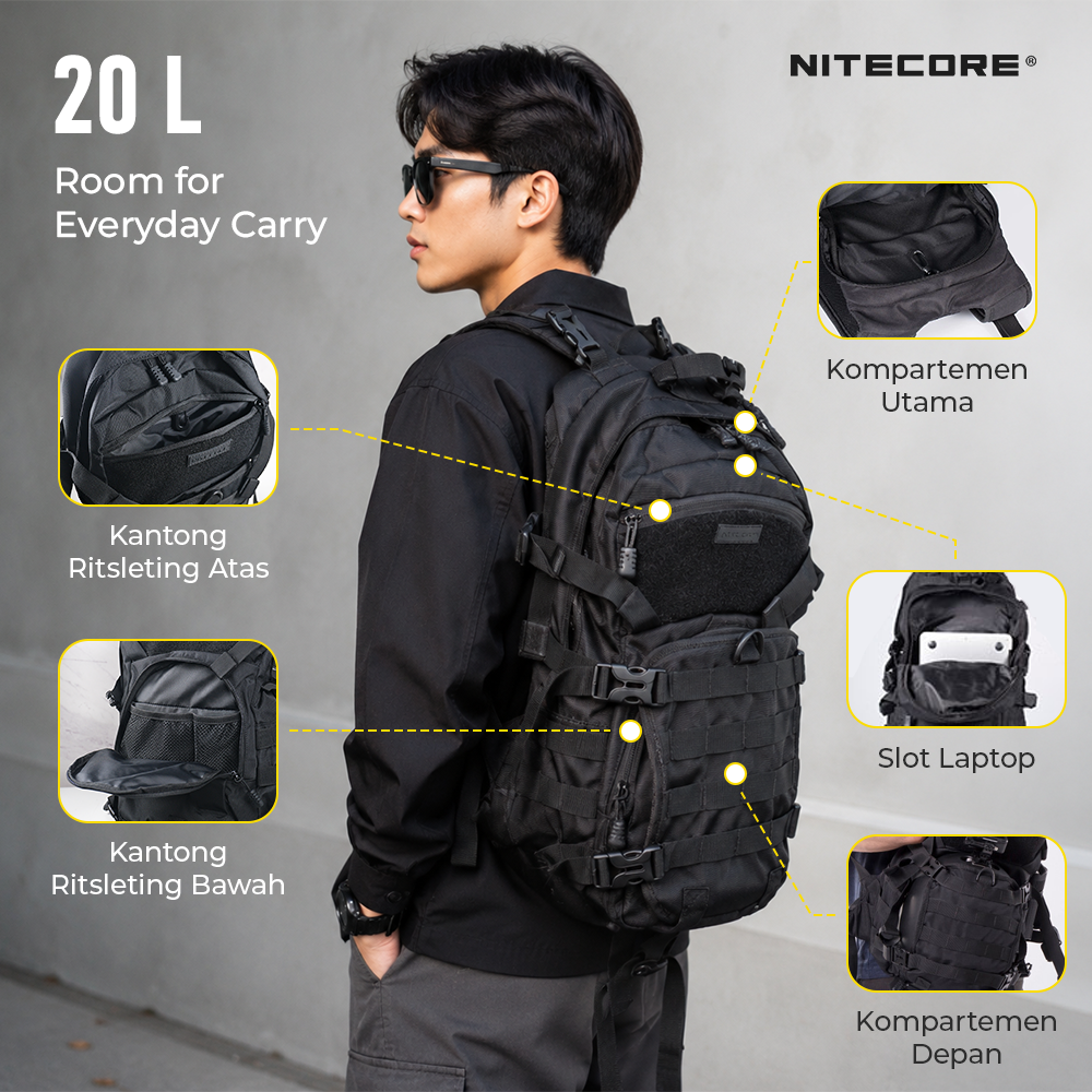 NITECORE Tas Ransel Punggung Laptop Tactical Backpack Outdoor - BP20