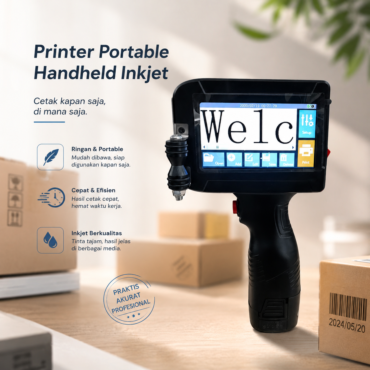 Taffware Mesin Printer Portable Handheld Intelligent Inkjet Printer - PIG800