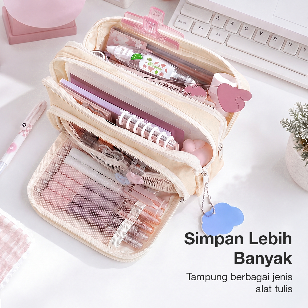 Botang Wenhua Tempat Pensil Multi Layer Case Compact Pouch Stationary - MG-1354