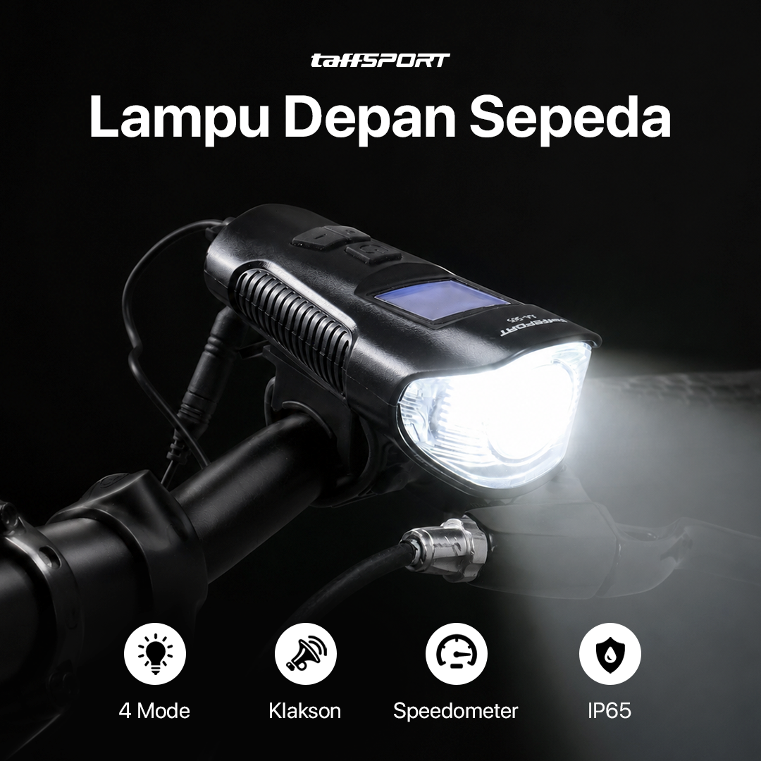 TaffSPORT Lampu Depan Sepeda LED Klakson Speedometer LCD 1500mAh - XA-585