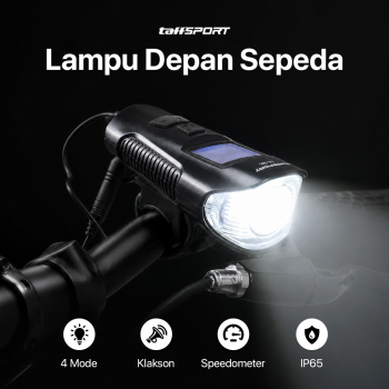 TaffSPORT Lampu Depan Sepeda LED Klakson Speedometer LCD 1500mAh - XA-585