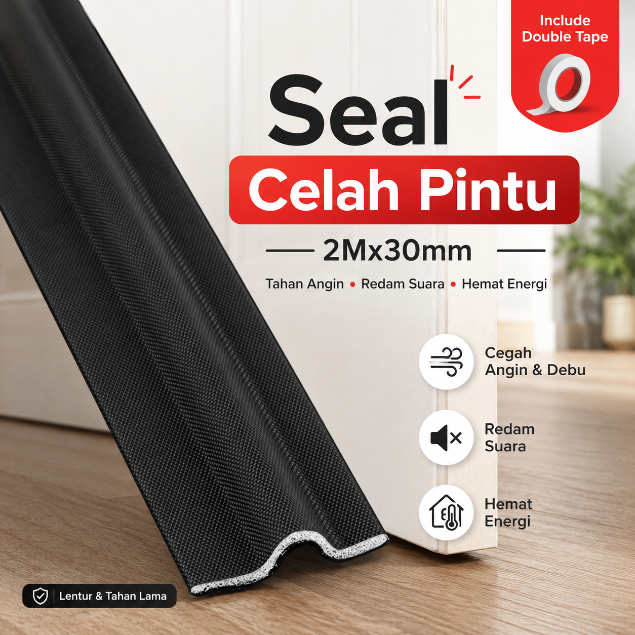 TaffHOME Lis Penghalang Debu Serangga Bawah Pintu Door Seal 2Mx30mm - BWG39