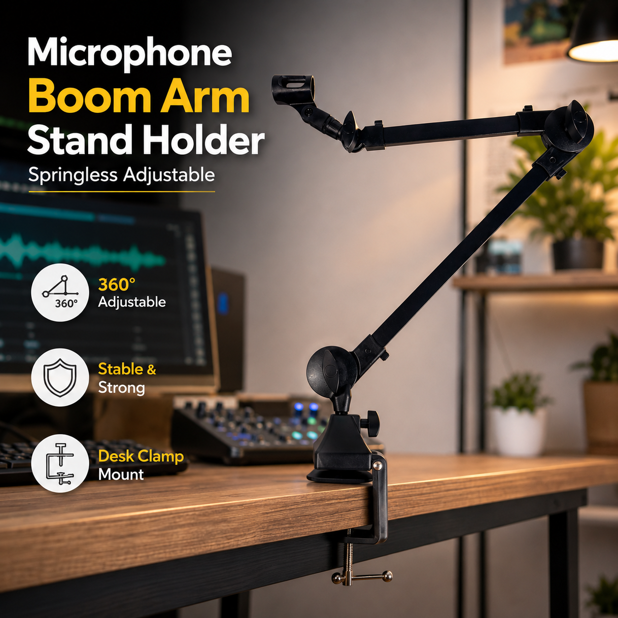 CALANDIS Microphone Boom Arm Stand Holder Springless Adjustable - NB35