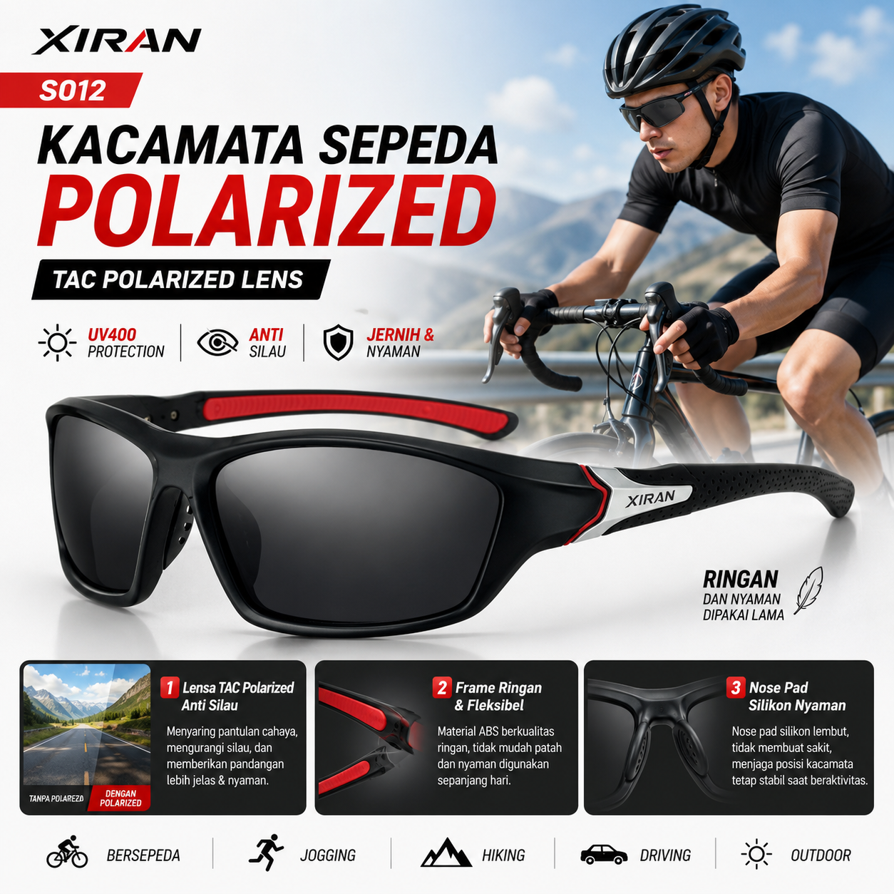 XIRAN Kacamata Sepeda TAC Polarized Outdoor Cycling Sunglasses - S012