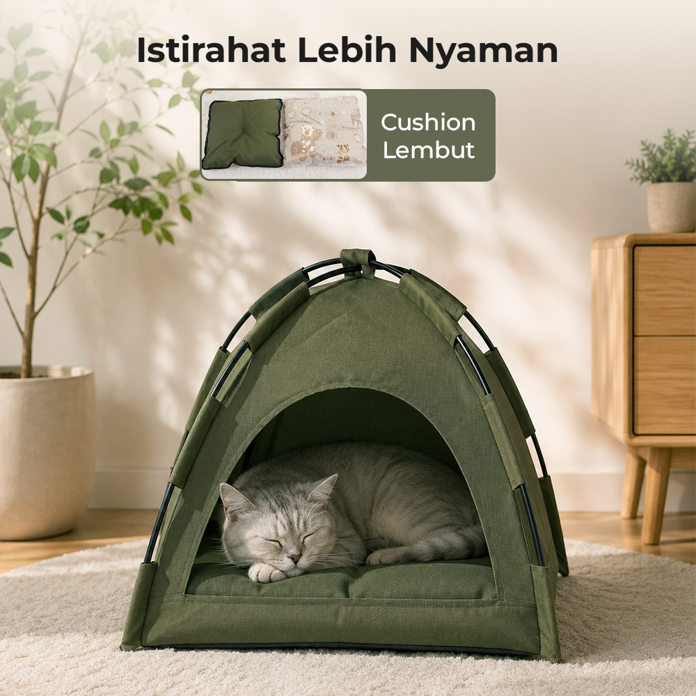 VOOPET Tempat Tidur Kucing Model Tenda Foldable Cat Bed with Pillow - VP2