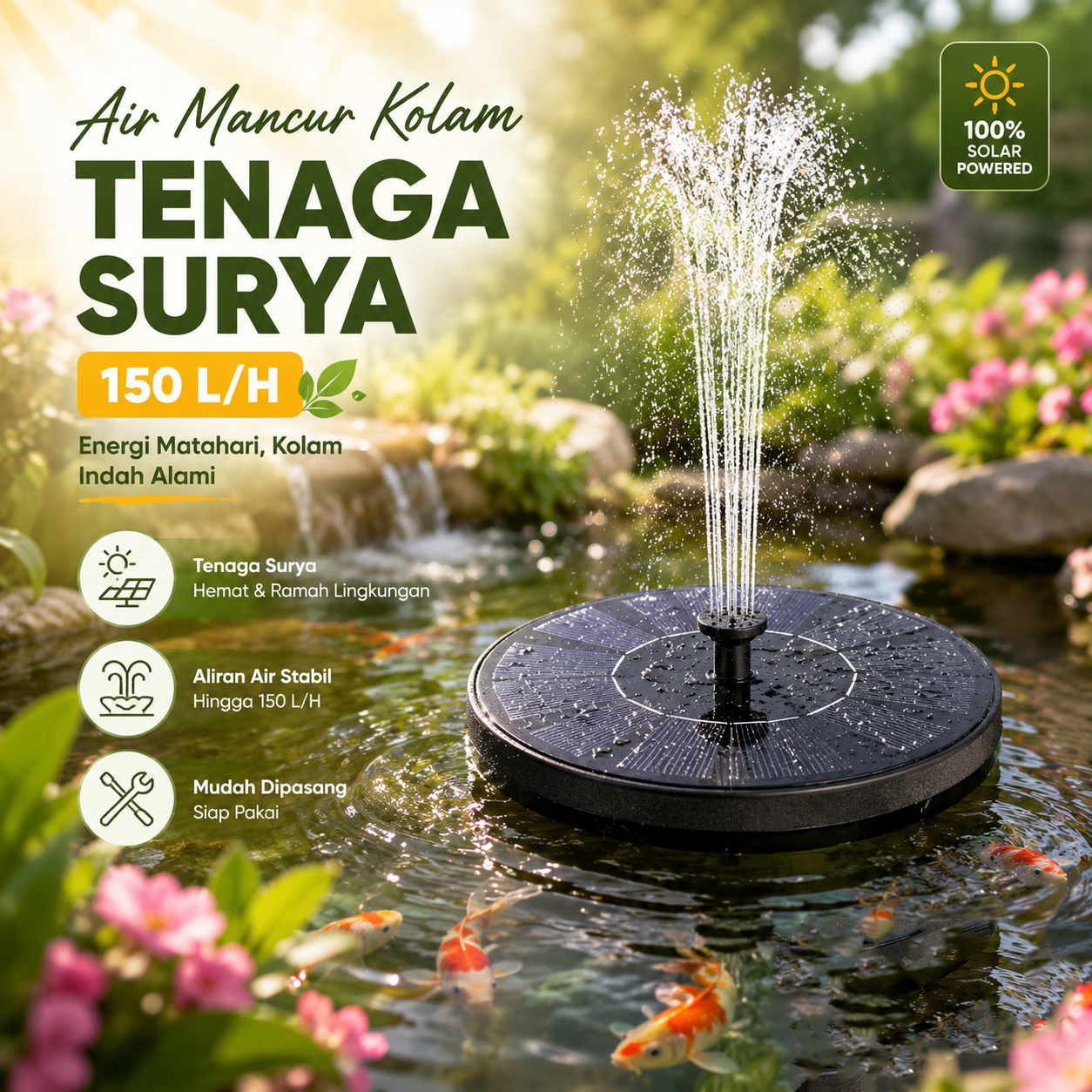 T-Nice Air Mancur Kolam Tenaga Surya Solar Water Fountain - YY002