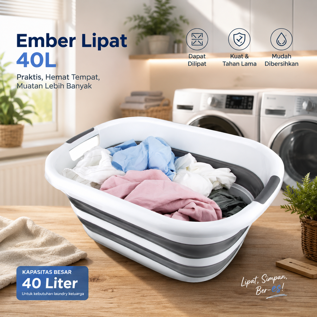 MIHOME Ember Lipat Baskom Laundry Bucket Collapsible 40L - FB4610