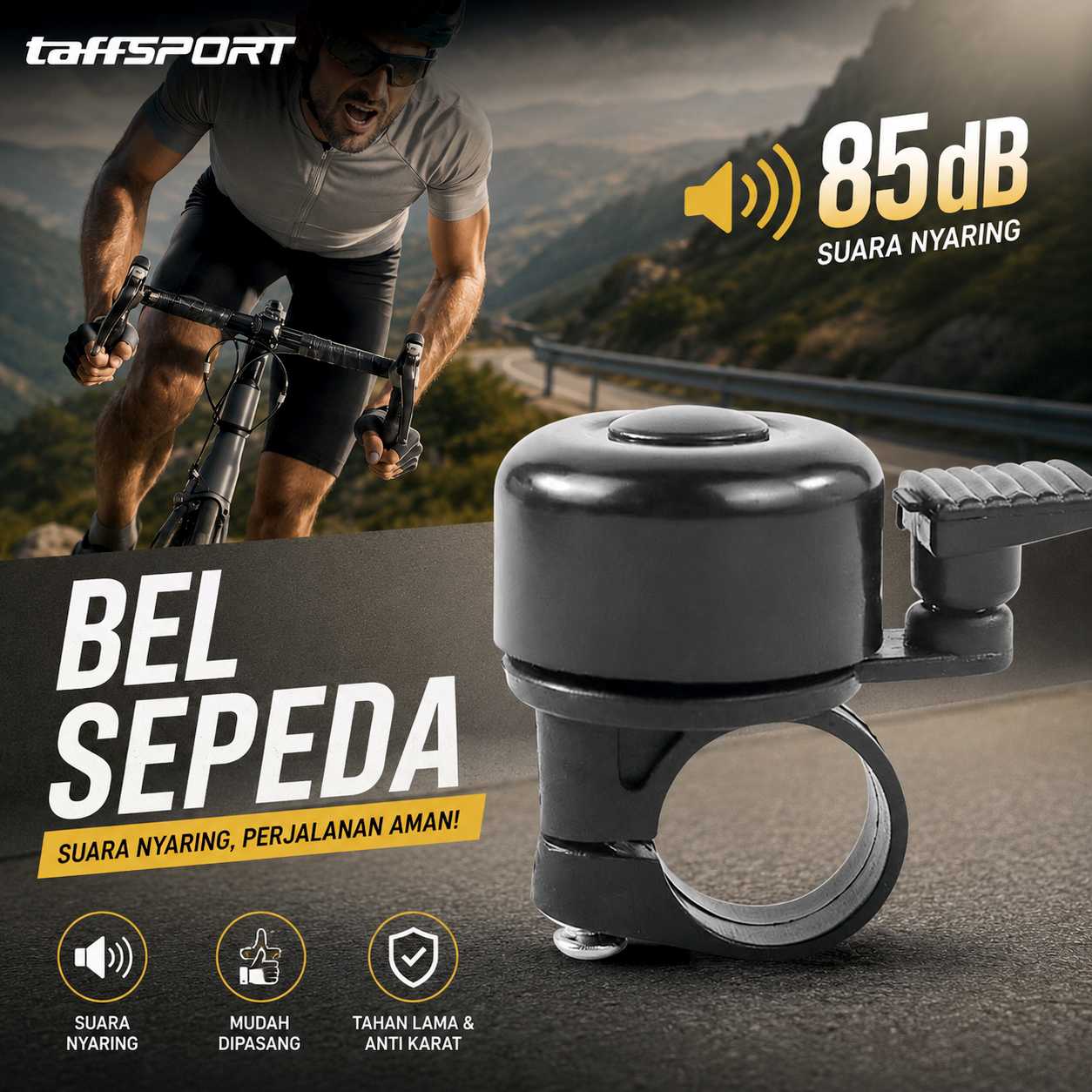 TaffSPORT Bel Sepeda Bike Horn Aluminium Universal Fit 85dB - GL-04