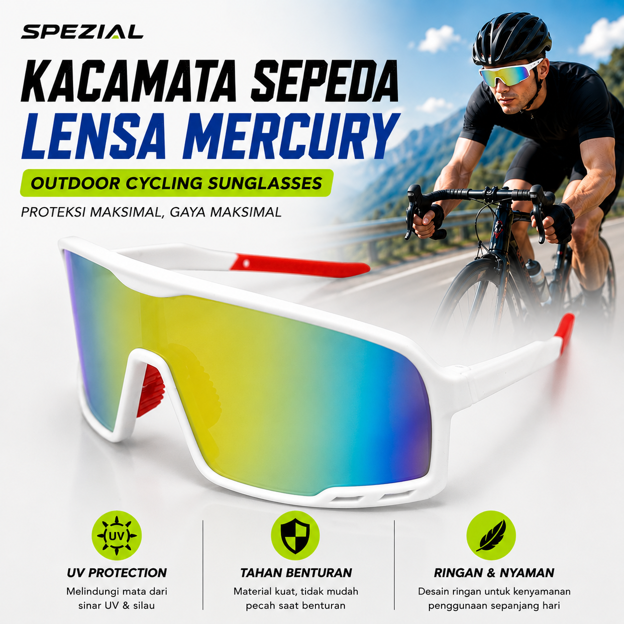 SPEZIAL Kacamata Sepeda Lensa Mercury Outdoor Cycling Sunglasses - S-99