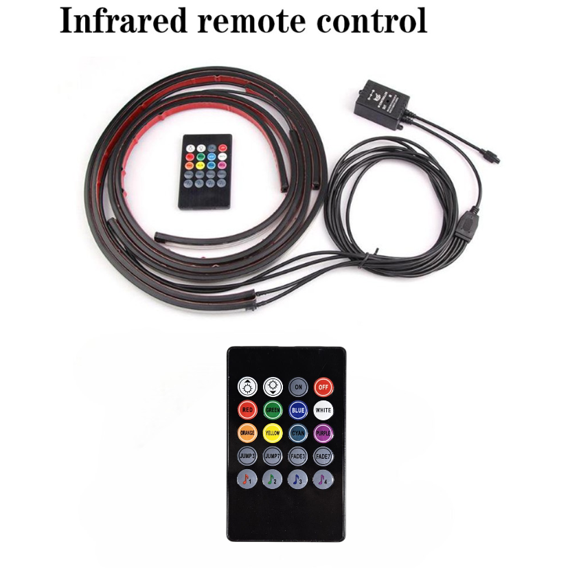JIAMEN Lampu LED Strip RGB Mobil 90 dan 120cm 4 PCS with Remote - JIA4