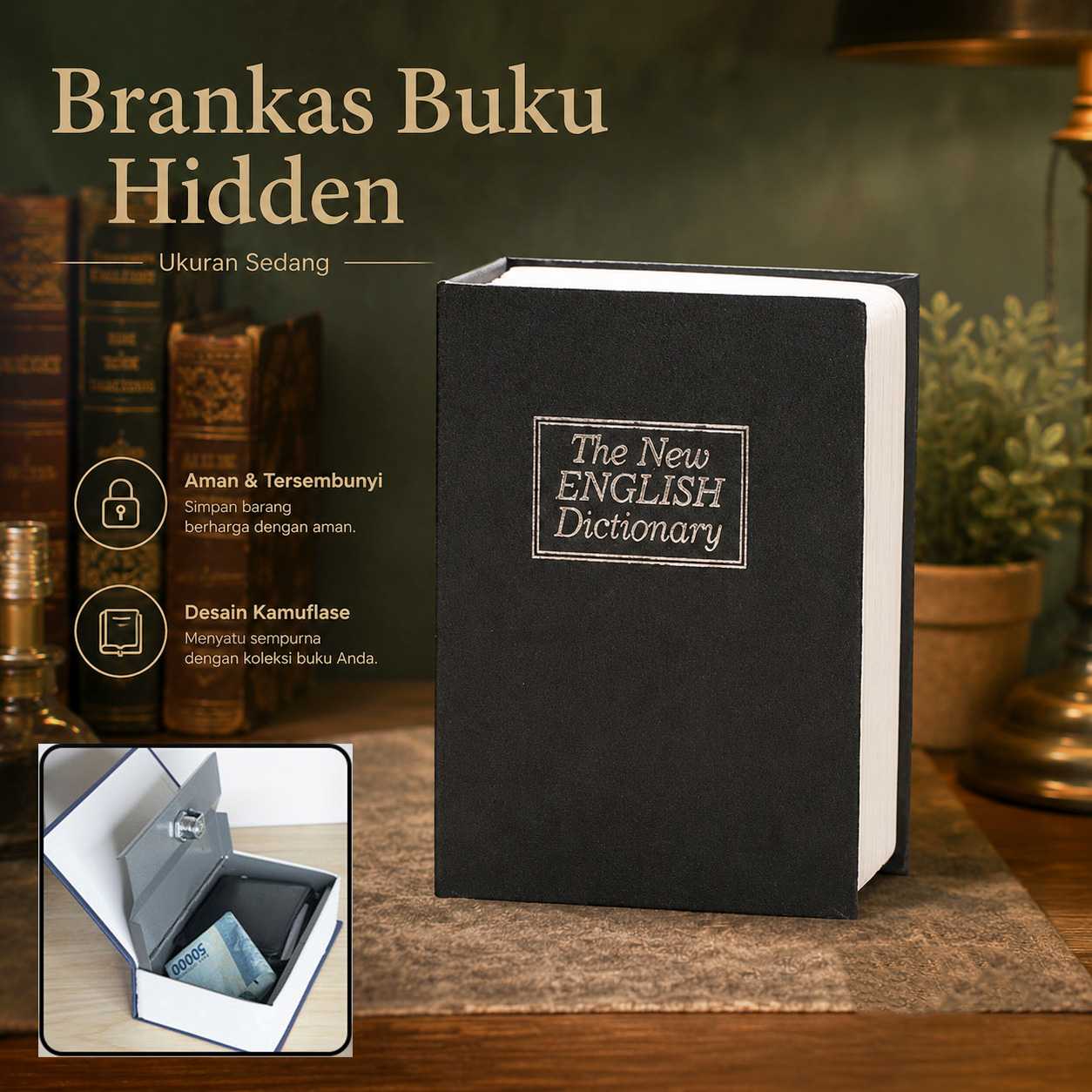 TaffGUARD Brankas Buku Kamus Hidden Safe Box Kunci Manual Anti Maling - KB-10L