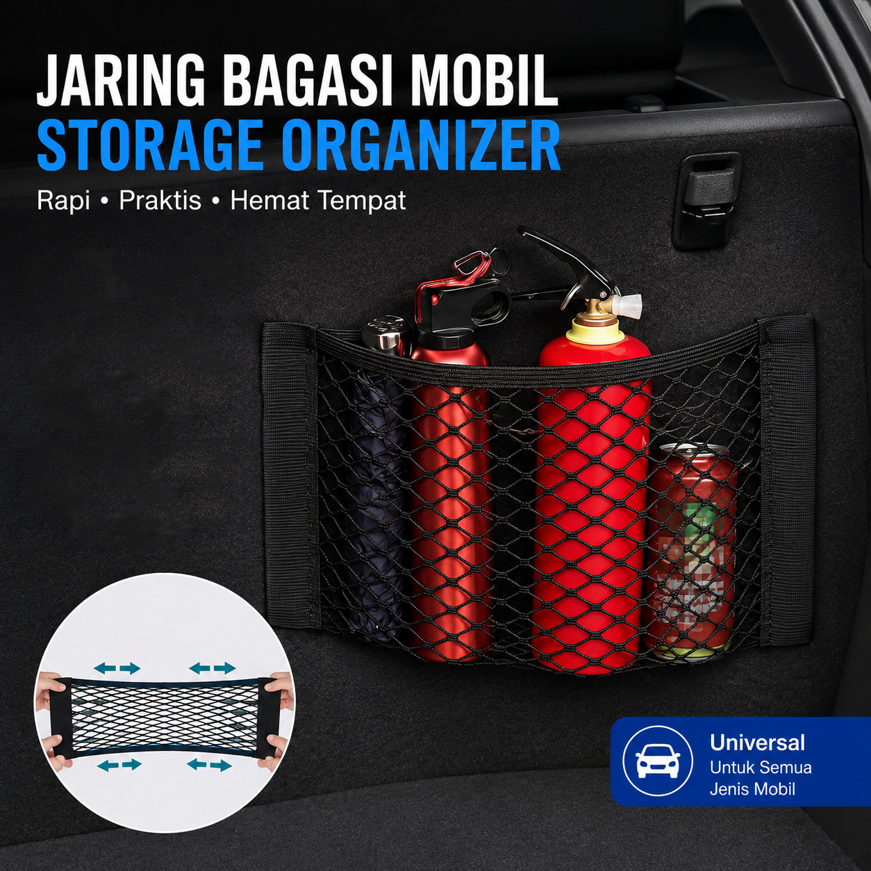 NEDA Car Seat Organizer Mobil Bagasi Jaring Nilon Elastis - ND051