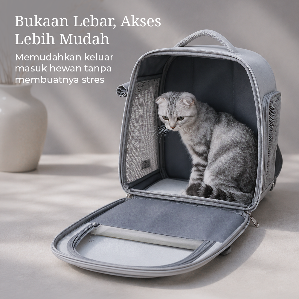 Moorpet Tas Kucing Anjing Pet Cargo Breathable Backpack Travel Oxford - M14
