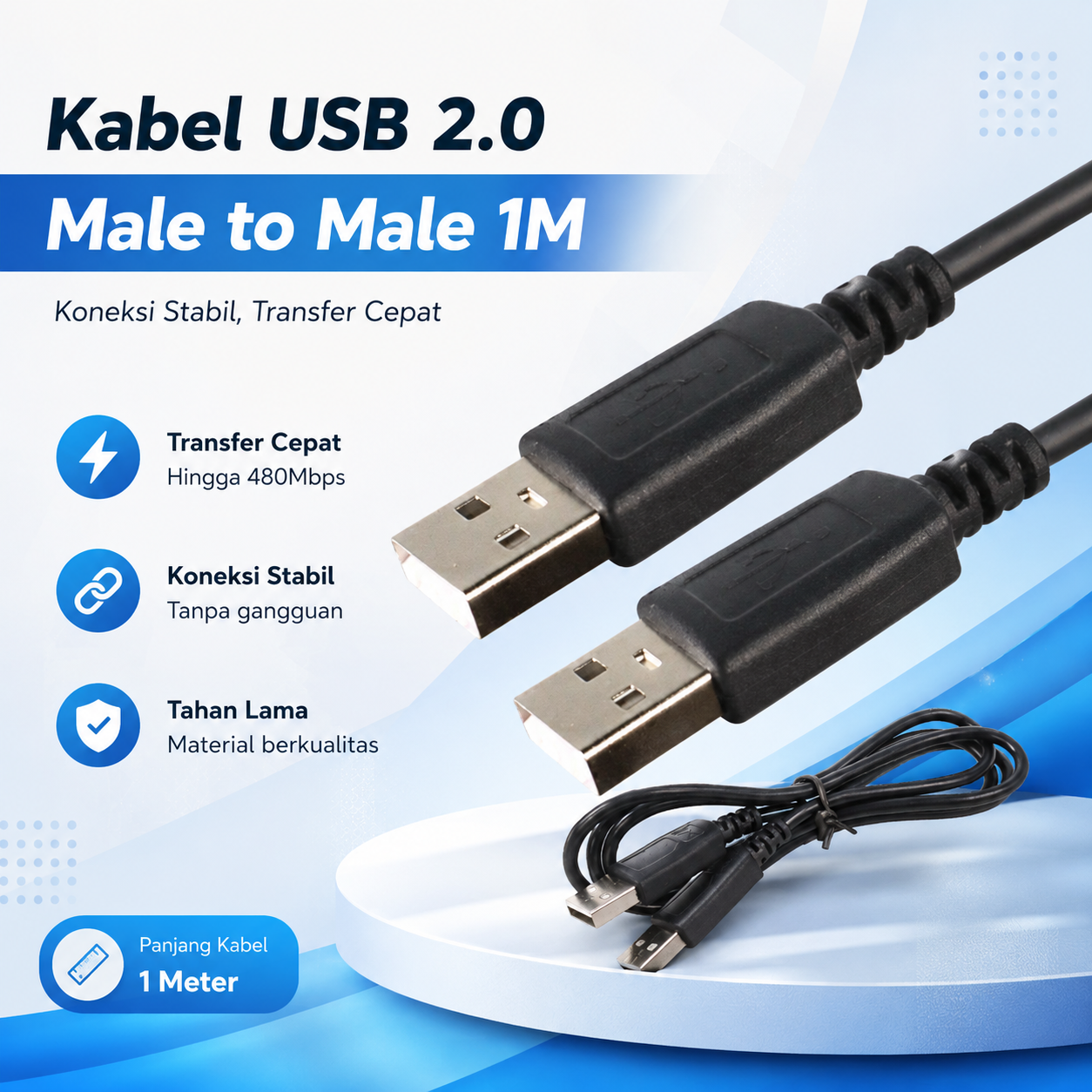 Taffware Kabel USB 2.0 USB A Male to Male untuk Printer Scanner TPE 1M