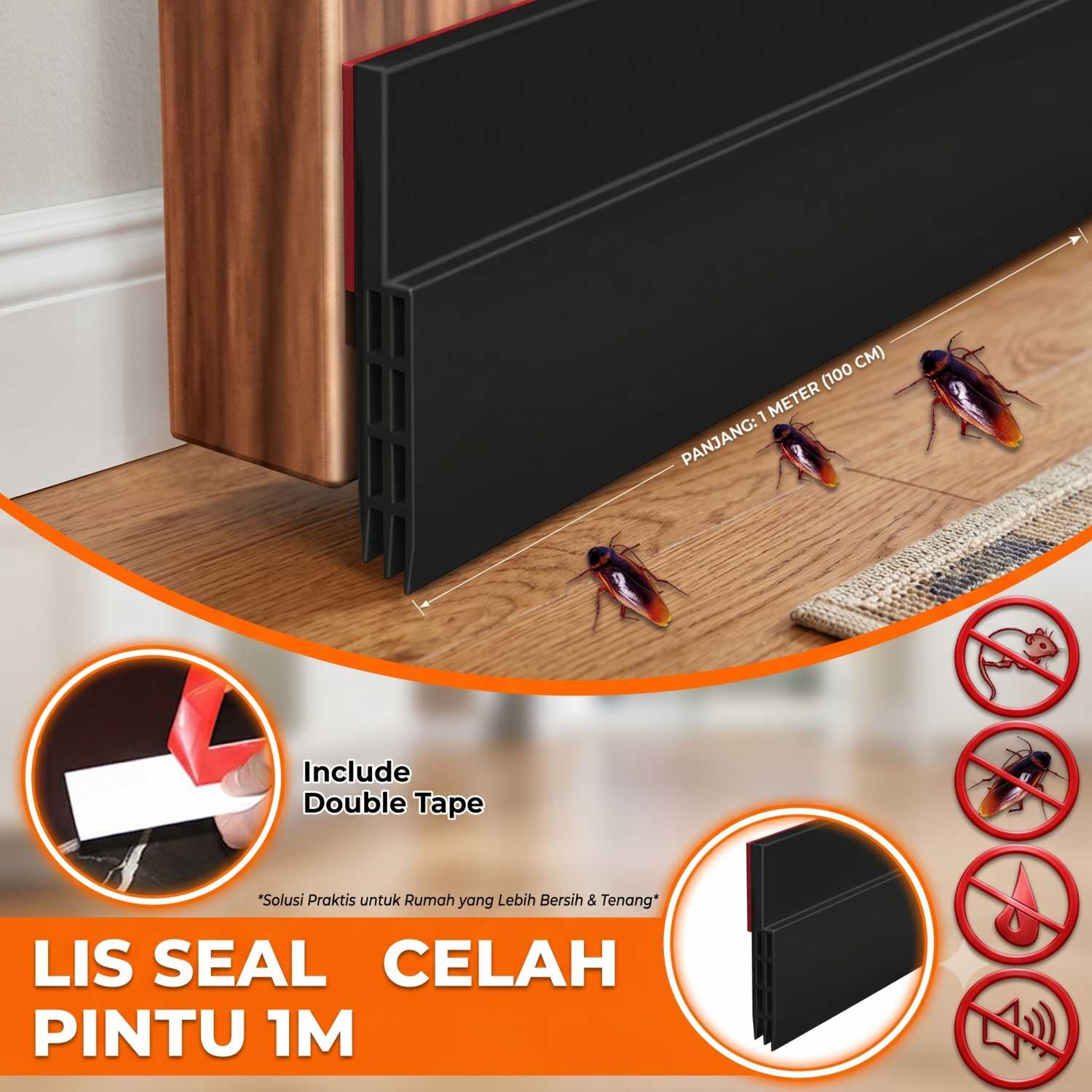 TaffHOME Lis Penutup Celah Pintu Penghalang Debu Door Bottom Seal 1M - LQ7