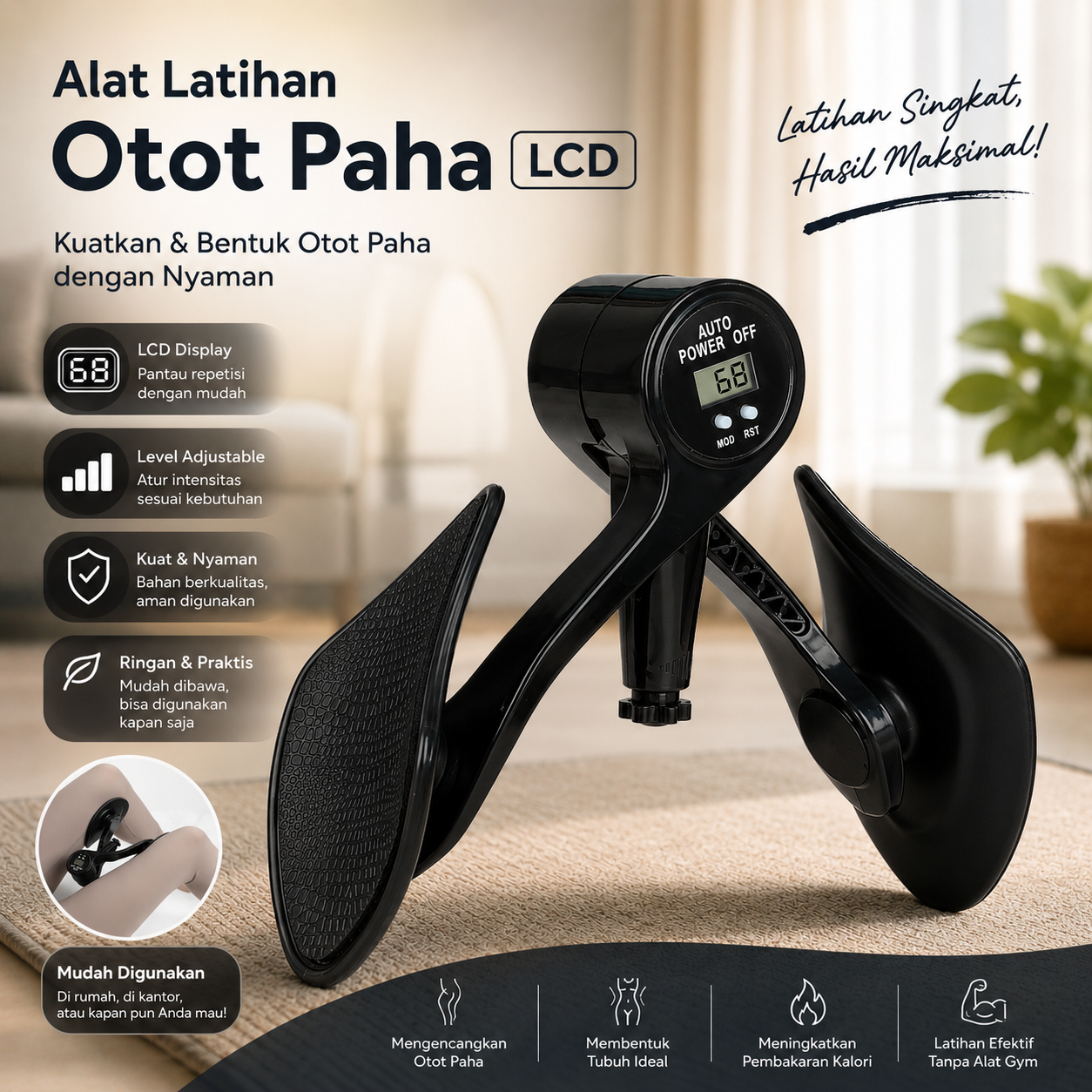 VEKSO Alat Latihan Otot Paha Pelvic Muscle Trainer Adjustable with LCD - V70