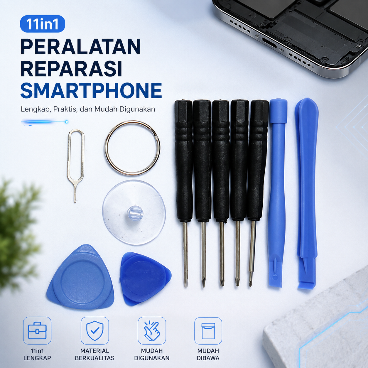 Alloet Peralatan Reparasi Smartphone 11in1 Repair Tools Set - W3011