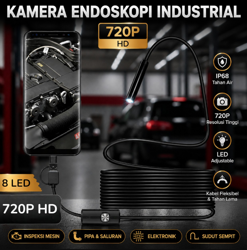 ANTOOTAN Kamera Endoskopi Industrial Endoscope 3in1 5.5mm - AN98