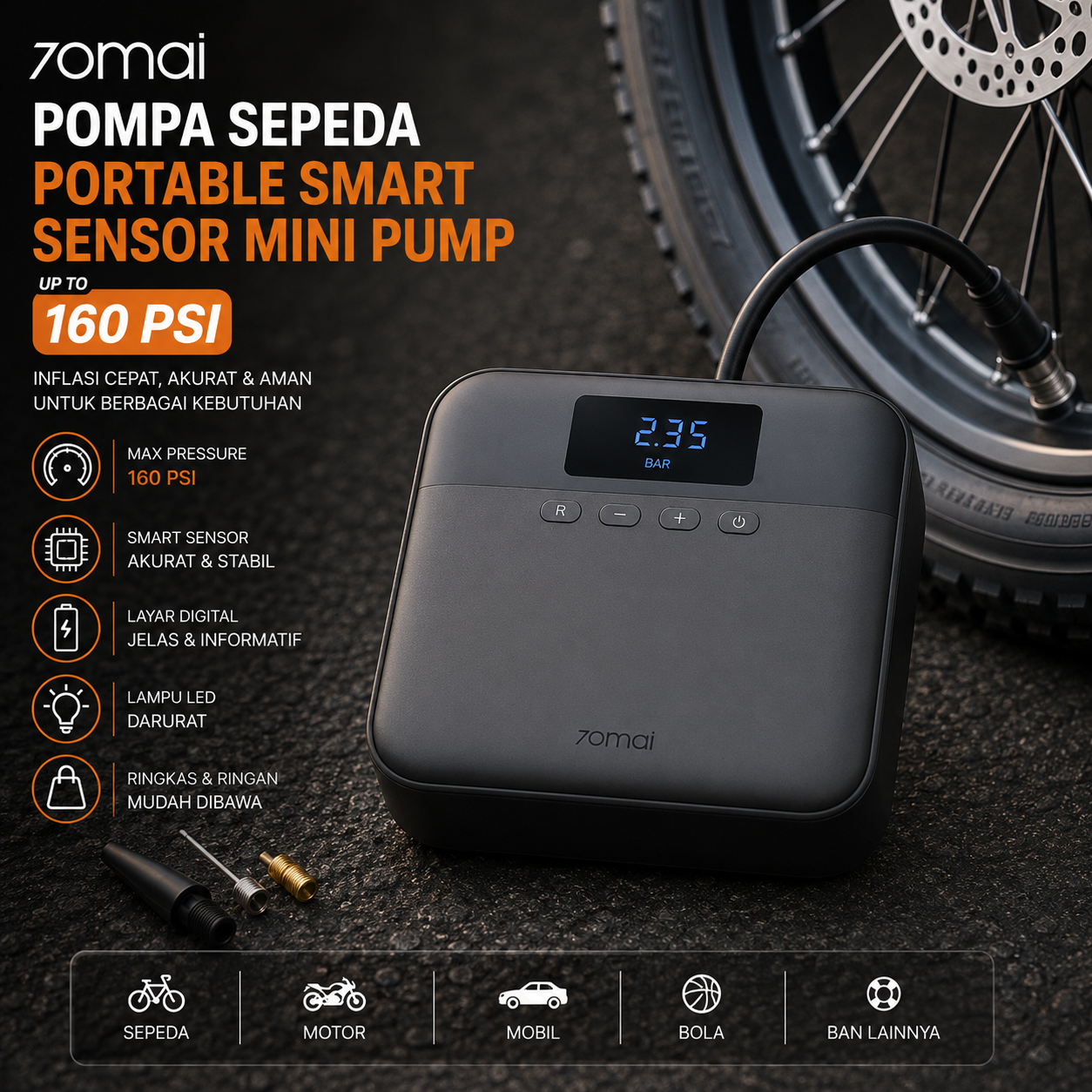 70mai Midrive Pompa Ban Mobil Car Air Compressor Lite 12V - TP03