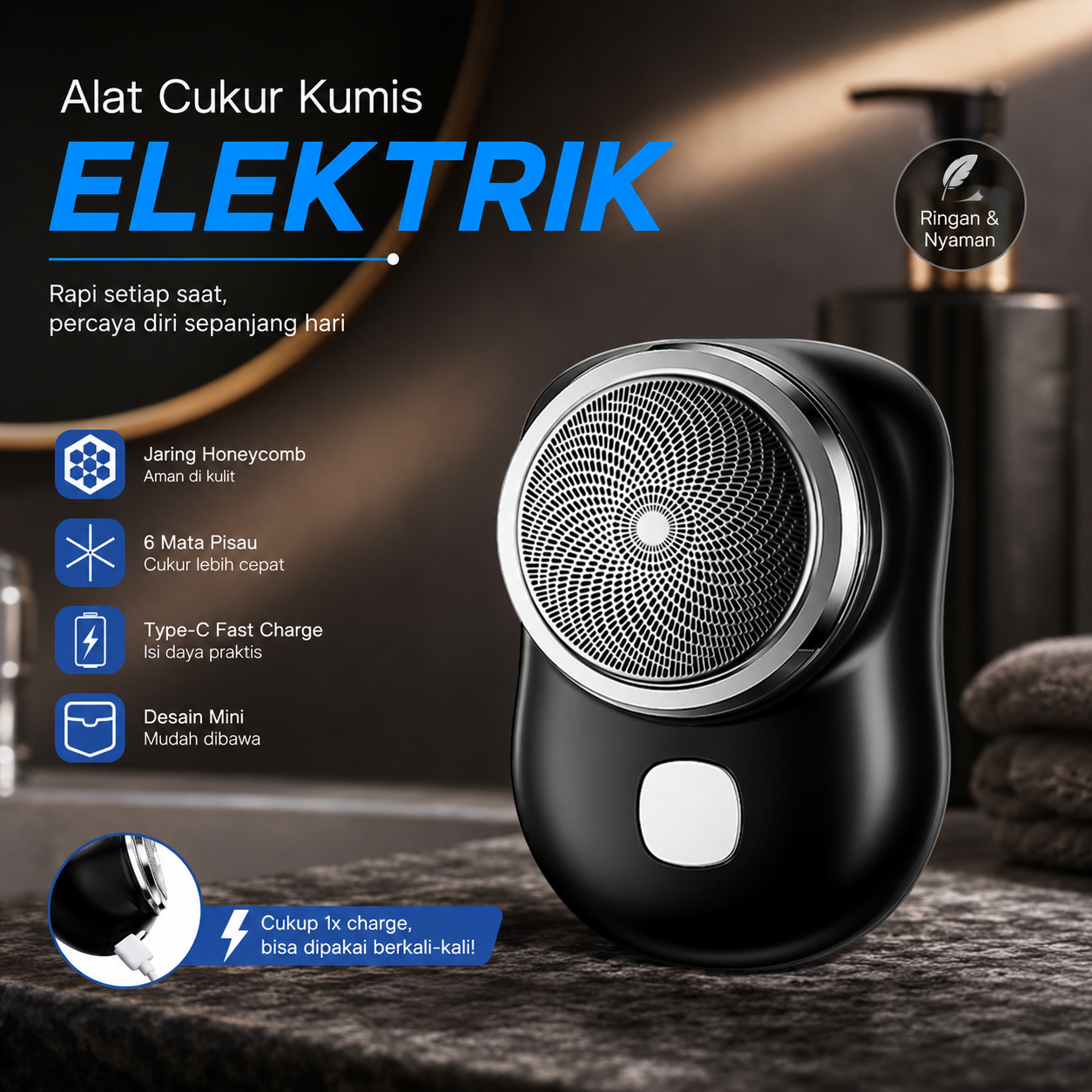 NSI Alat Cukur Kumis Elektrik Mini Portabel Trimmer Shave - P10