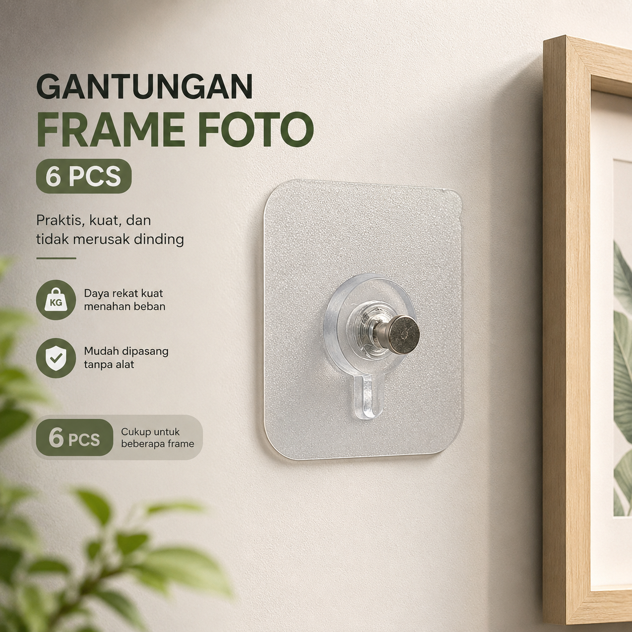 BOUSSAC Gantungan Frame Foto Photo Frame Wall Hanger 6 PCS - BS6
