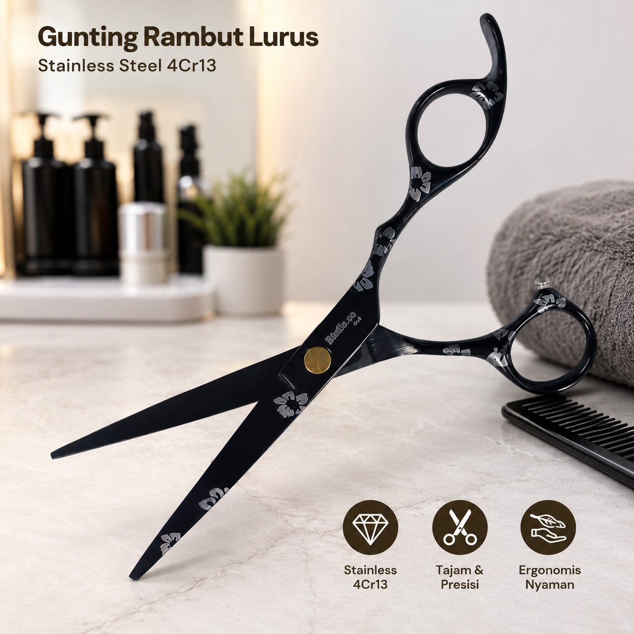 Biutte.co YINGHUA Gunting Rambut Lurus Buffing Stainless Steel 4Cr13 - CL-6