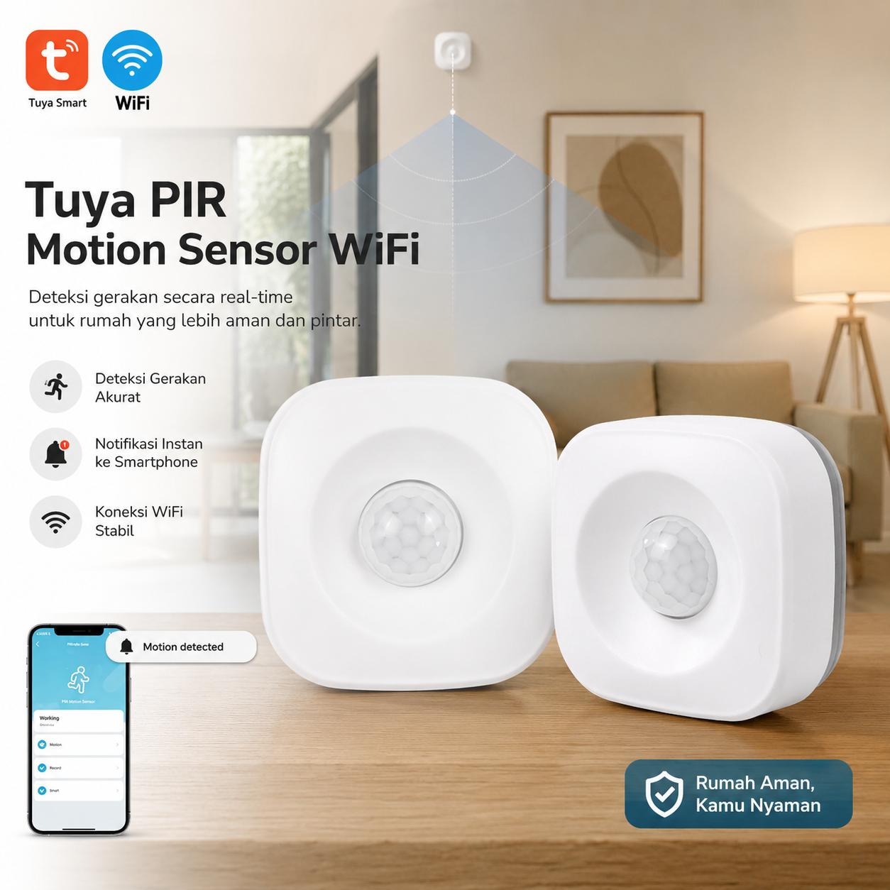 TREEYE Tuya Smart Human Body Movement PIR Motion Sensor WiFi - TY10