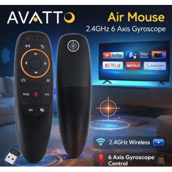 AVATTO Air Mouse Wireless 2.4GHz 6 Axis Gyroscope Voice Remote Control - G10