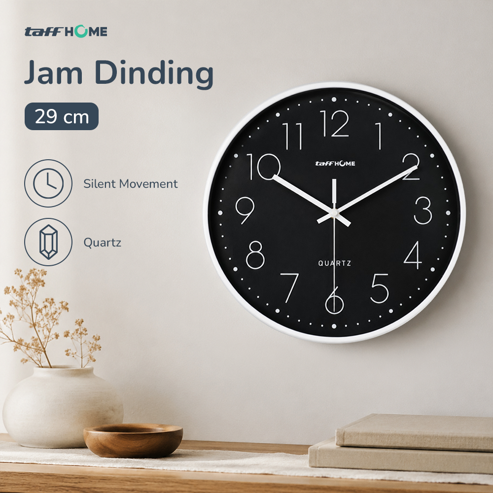 TaffHOME Jam Dinding Bulat Quartz Silent Movement 29cm - MS30