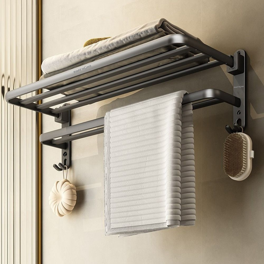 TaffHOME Rak Dinding Kamar Mandi Gantungan Handuk Double Layer - L60