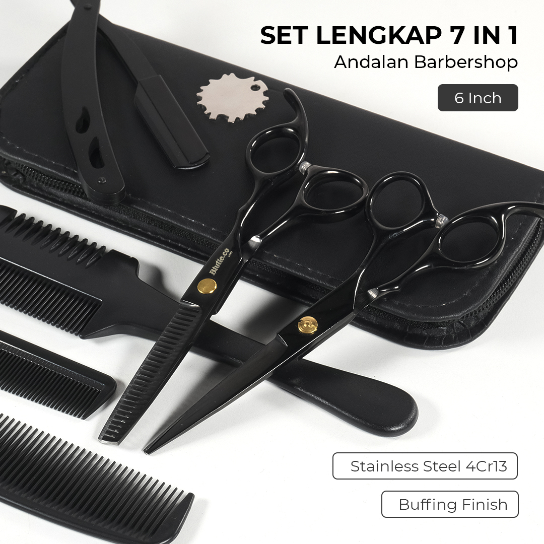 Biutte.co Set Gunting Rambut Salon 7in1 Buffing Stainlees Steel 4Cr13 - VP678