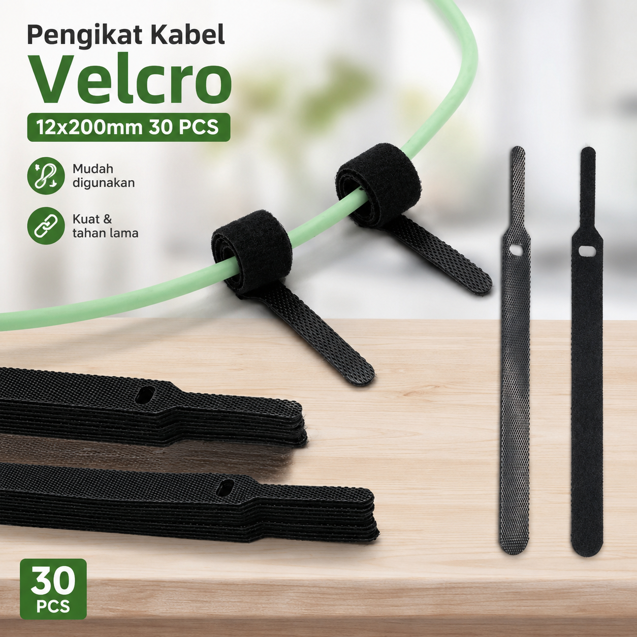 DGO Velcro Strap Pengikat Kabel Cable Organizer 12x200mm 30 PCS - VO-10