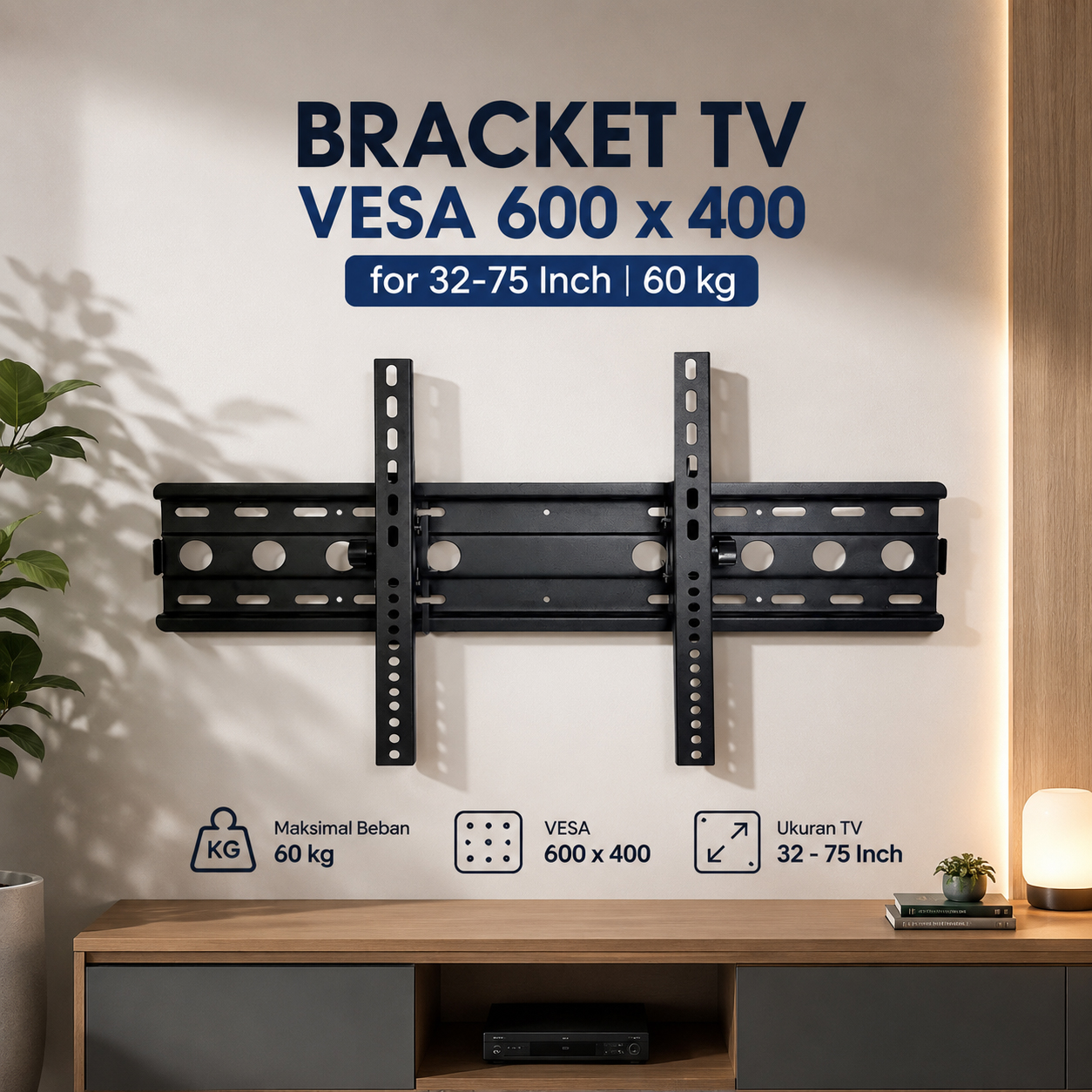 SH Bracket TV Wall Mount VESA 600 x 400 for 32-75 Inch TV - SH-65T
