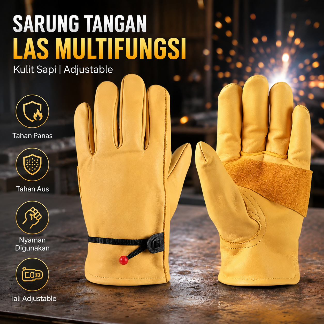 Lamount Sarung Tangan Las Kulit Sapi Cowhide Welding Gloves L - STL-25