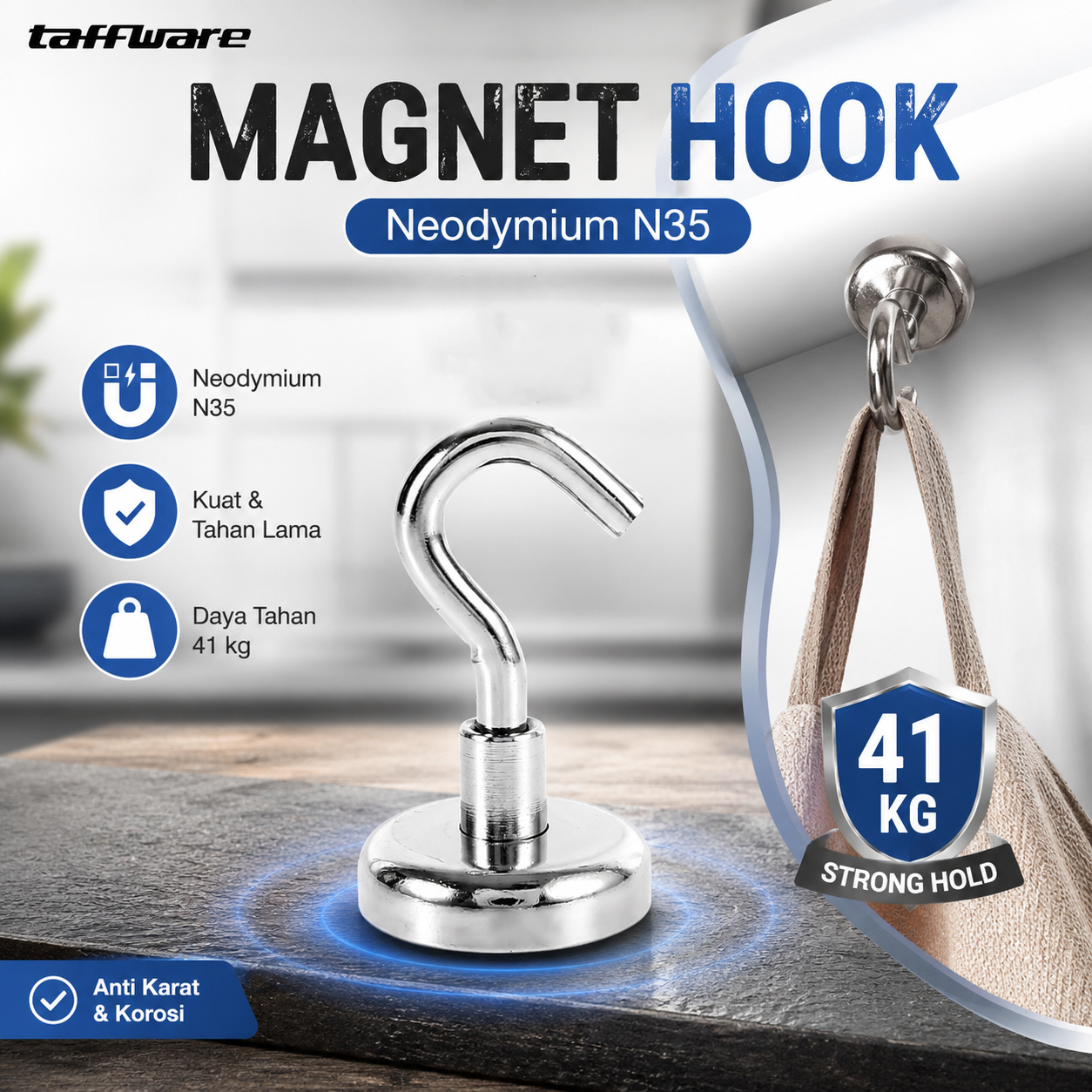Taffware Magnet Gantungan Hook Hanging Strong Neodymium - SNF36/SNF42/LNF48
